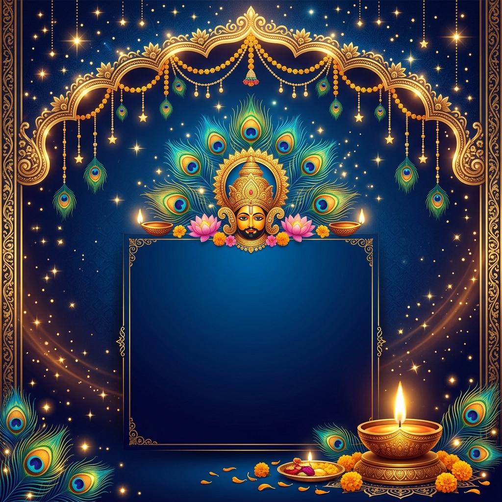 Blue Khatu Shyam Invitation Card Template